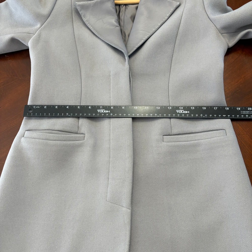 REISS Grey Wool Blend Coat with‎ Leather Trim Medium Gray Old Money M - Picture 15 of 16
